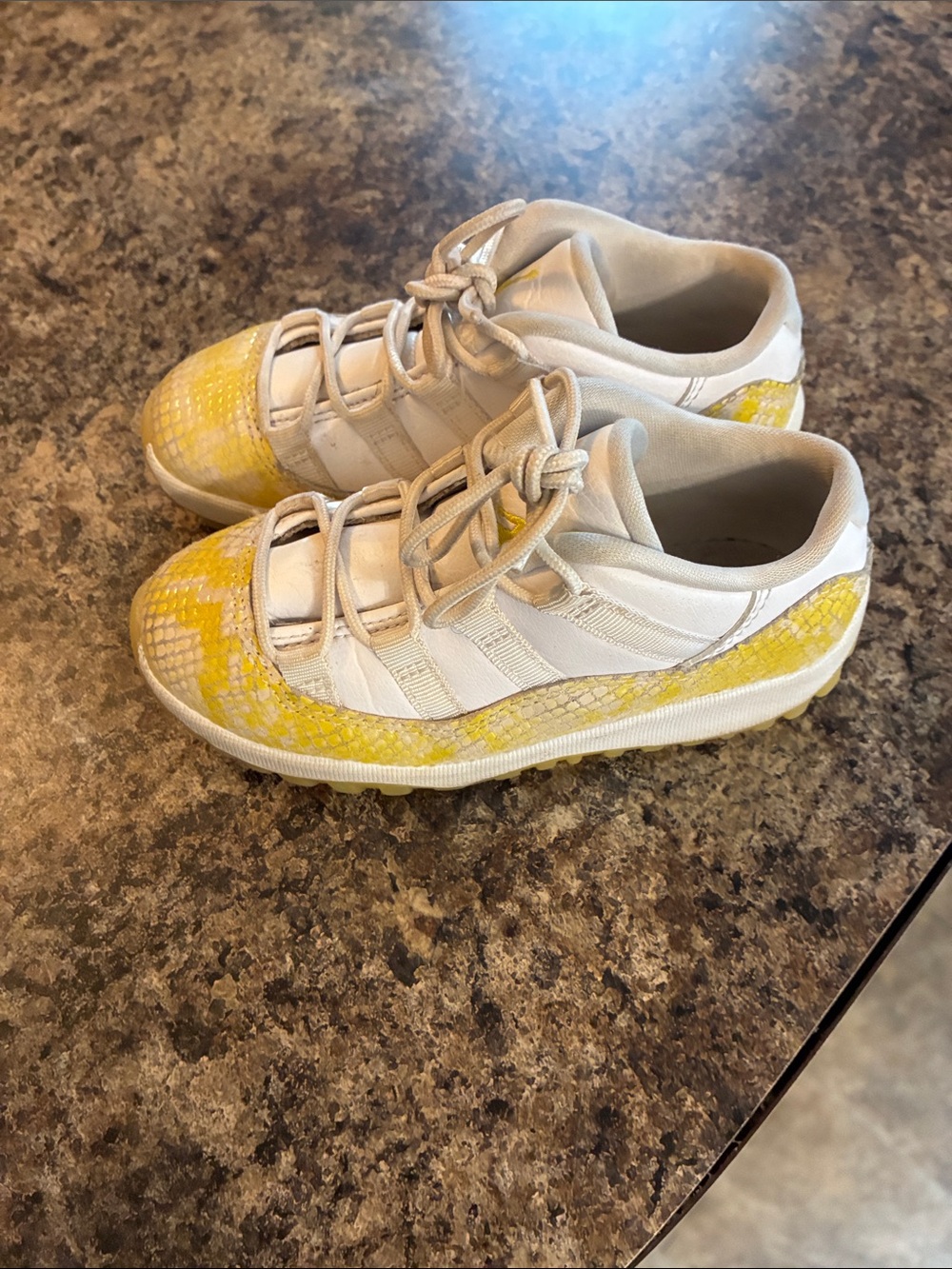 Jordan Kids White and Yellow Low-Top Sneakers